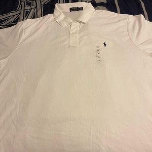 Ralph Lauren Collared Polo - White w/ Dark Blue Pony